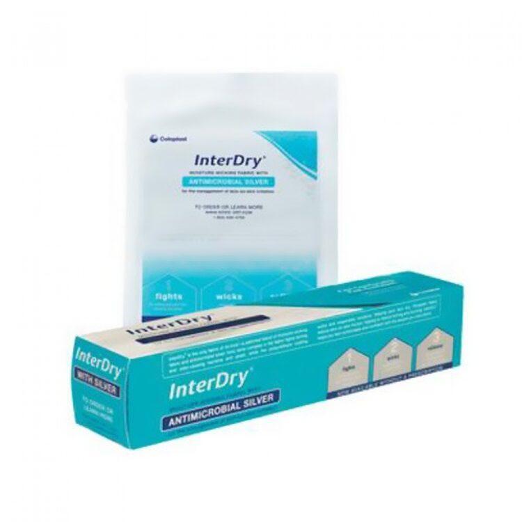 Coloplast InterDry manages skin fold complications and skin-to-device contact areas. It helps alleviate intertriginous dermatitis symptoms, wicks moisture, and offers antimicrobial action for up to 5 days.