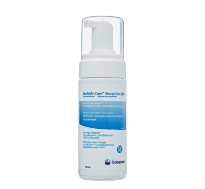 Bedside Care Unscented Foam is a no-rinse full body shampoo and perineal cleanser. Its rich, thick foam cleanses, moisturizes, and conditions without needing rinsing. Hypoallergenic, alcohol-free, fragrance-free, pH-balanced, and safe for neonates.