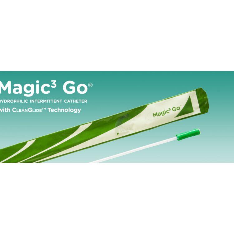 Bard Magic3 Go® Intermittent Catheter - Male hydrophilic catheter in straight or coude tip. Features an insertion sleeve for control and comes in a discreet package. 100% silicone with pre-hydrated coating for ready use