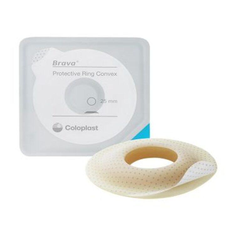 Coloplast Brava Protective Ring Convex. Dual adhesive technology for skin protection and stoma seal. Provides convexity and available in 6 sizes, adaptable to individual stoma shapes.