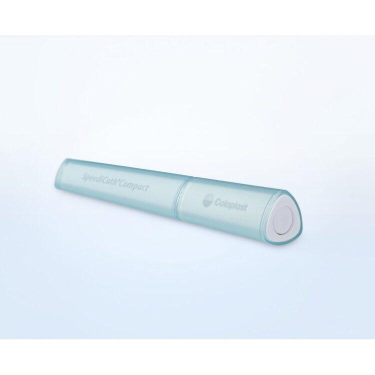 SpeediCath Compact Eve: Triangular, discreet catheter with a cosmetics-inspired design. Easy to handle, instantly ready with hydrophilic coating, and reclosable for convenient disposal or transport.