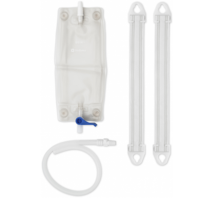 HOLLISTER LEG BAG COMBINATION KIT - Sterile, latex-free leg bag kit including an oval-kink resistant 45cm (18") extension tubing with connector and a pair of medium 58cm (23") fabric leg bag straps.