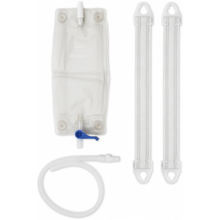 HOLLISTER LEG BAG COMBINATION KIT - Sterile, latex-free leg bag kit including an oval-kink resistant 45cm (18") extension tubing with connector and a pair of medium 58cm (23") fabric leg bag straps.