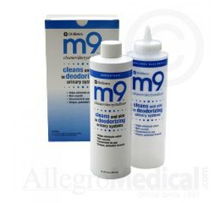 M9 CLEANER/DECRYSTALLIZER - Cleans urinary drainage systems, pH balanced and non-acidic, with a wash bottle included.