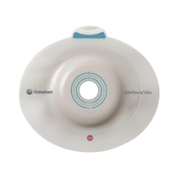 SenSura Mio Convex Light Click Barrier. Features adaptive convex shape with flexlines for stability and flexibility. Elastic adhesive ensures a secure fit to uneven skin areas and deep-seated stomas. Includes new Click coupling for audible security confirmation.