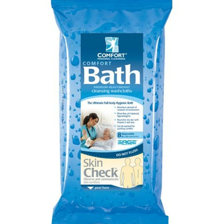 Essential Bath Full-Body Washcloth W/ Vitamin E & Aloe 8" X 8" Fragrance-Free Chg Compatible Rinse-Free Ph Balanced Hypoallergenic