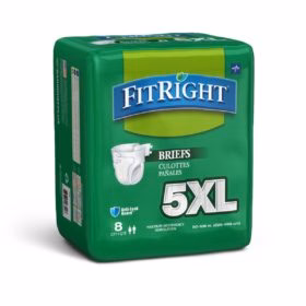 FitRight Bariatric Adult Incontinence Briefs, 4X Large, 65"-94" (165 cm-230 cm), White, Bariatric