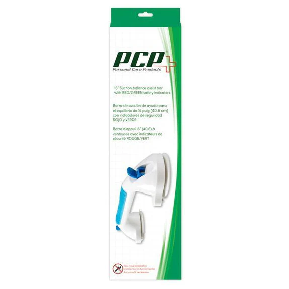 Grab Bar with Suction Cups 12" Ribbed Grip